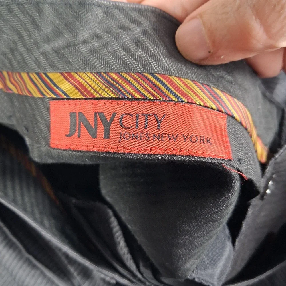 Jones New York Dress Pants Mens‎ 34x31 Gray Pinstripe JNY City Trousers